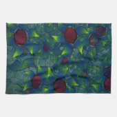 Virtuelle Blüte mit dunkelrotem Hexagon mit blauer Geschirrtuch (Horizontal)