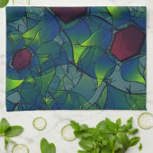 Virtuelle Blüte mit dunkelrotem Hexagon mit blauer Geschirrtuch (Gefaltet)