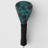 Virtuelle Blüte mit dunkelrotem Hexagon mit blauer Golf Headcover (Vorderseite)