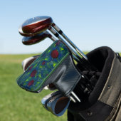 Virtuelle Blüte mit dunkelrotem Hexagon mit blauer Golf Headcover (In Situ)