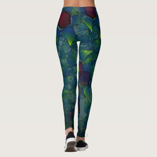 Virtuelle Blüte mit dunkelrotem Hexagon mit blauer Leggings (Rückseite)