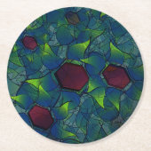 Virtuelle Blüte mit dunkelrotem Hexagon mit blauer Runder Pappuntersetzer (Vorderseite)