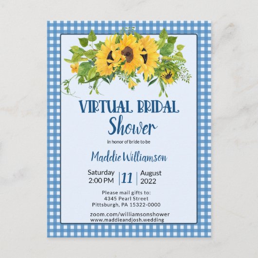 Virtuelle Brautparty Rustikale Landblumen Postkarte (Vorderseite)