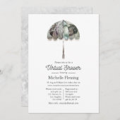 Virtuelle Dusche mit Vintagem Elfenbeinparasol Einladung (Vorne/Hinten)