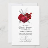 Virtuelle Dusche mit Vintager Rose rot und silber Einladung (Vorderseite)