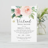virtuelle Dusche per Post Rosa Blumenkohl Brautpar Einladung (Stehend Vorderseite)