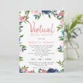 virtuelle Dusche per Post rosa Blumenkohl Brautpar Einladung (Stehend Vorderseite)