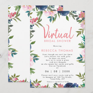 virtuelle Dusche per Post rosa Blumenkohl Brautpar Einladung