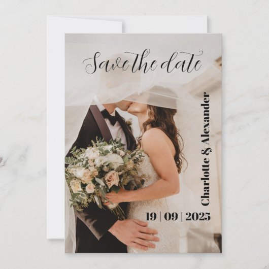 Virtuelle Einladung Save the Date mit weißer Fotog (Vorderseite)