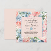 Virtuelle Einladungen für Hochzeiten - Rosa blaue (Vorne/Hinten)