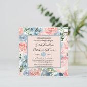 Virtuelle Einladungen für Hochzeiten - Rosa blaue (Stehend Vorderseite)