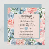 Virtuelle Einladungen für Hochzeiten - Rosa blaue (Vorne/Hinten)