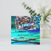 Virtuelle farbige Blume mit Violettstrahl Einladung (Stehend Vorderseite)