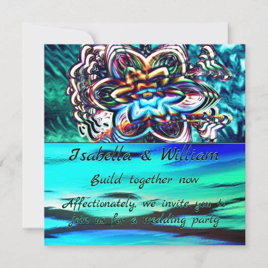 Virtuelle farbige Blume mit Violettstrahl Einladung (Vorderseite)