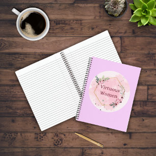 Virtuelle Frauen-Schrift mit Aquarellfarben-Blume Notizblock