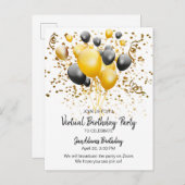 Virtuelle Geburtstagsfeier Einladungspostkarte (Vorne/Hinten)