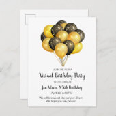 Virtuelle Geburtstagsfeier Einladungspostkarte (Vorne/Hinten)