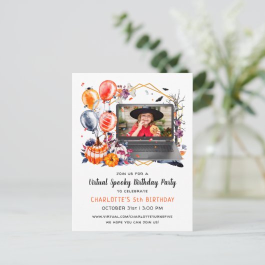 Virtuelle Geburtstagsparty Postkarte (Stehend Vorderseite)