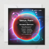 Virtuelle Geburtstagsparty zum Thema "Space" Einladung (Vorderseite)
