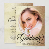 Virtuelle Graduierungspartei für das Gold Foil Scr Einladung (Vorne/Hinten)