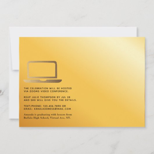 Virtuelle Graduierungspartei für geometrische Schw Einladung (Rückseite)