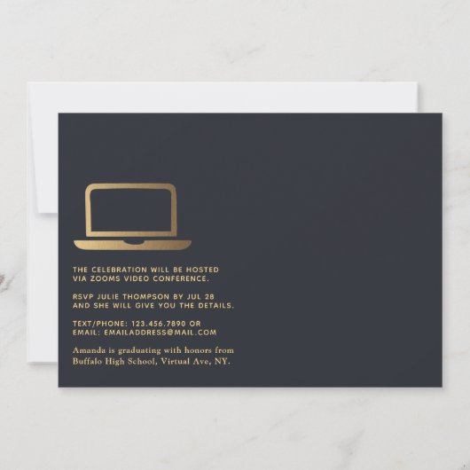 Virtuelle Graduierungspartei für geometrische Schw Einladung (Rückseite)