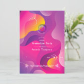 Virtuelle Graduierungspartei für leuchtendes Glow Einladung (Stehend Vorderseite)