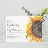 Virtuelle Graduierungspartei Gelbbraun-Sonnenblume Einladung (Stehend Vorderseite)
