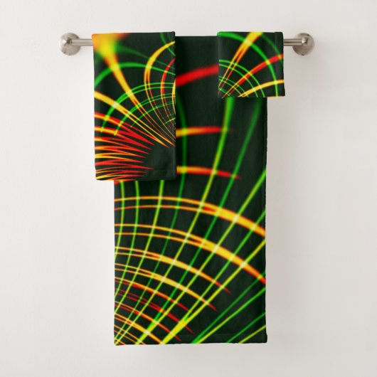 Virtuelle grüne Blätter, gelbe "feuerfarbene" Kurv Badhandtuch Set (Insitu)