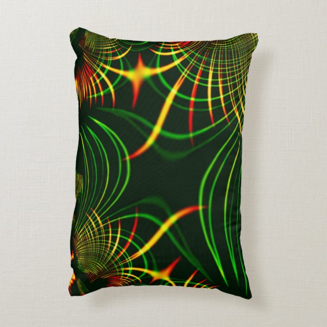 Virtuelle grüne Blätter, gelbe "feuerfarbene" Kurv Dekokissen (Rückseite(Vertikal))