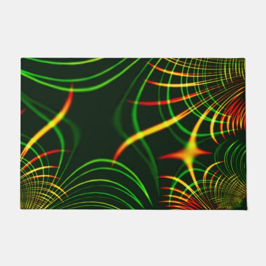 Virtuelle grüne Blätter, gelbe "feuerfarbene" Kurv Fußmatte (Vorderseite)