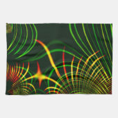 Virtuelle grüne Blätter, gelbe "feuerfarbene" Kurv Geschirrtuch (Horizontal)