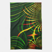 Virtuelle grüne Blätter, gelbe "feuerfarbene" Kurv Geschirrtuch (Vertikal)