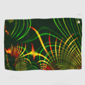 Virtuelle grüne Blätter, gelbe "feuerfarbene" Kurv Golfhandtuch (Horizontal)