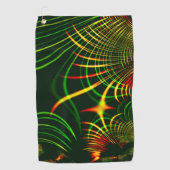 Virtuelle grüne Blätter, gelbe "feuerfarbene" Kurv Golfhandtuch (Vorderseite)