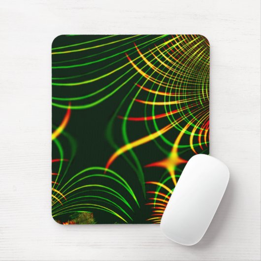 Virtuelle grüne Blätter, gelbe "feuerfarbene" Kurv Mousepad (Mit Mouse)