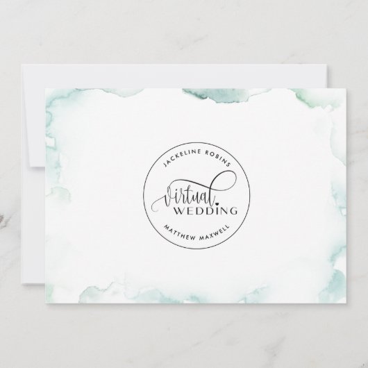 Virtuelle Hochzeit im Internet, elegante Aquarellf Save The Date (Rückseite)