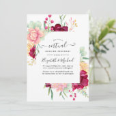 Virtuelle Hochzeit in Burgund und Blush Einladung (Stehend Vorderseite)