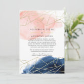 Virtuelle Hochzeitgastliste für Navy & Blush Ankündigung (Stehend Vorderseite)