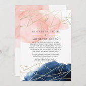 Virtuelle Hochzeitgastliste für Navy & Blush Ankündigung (Vorne/Hinten)