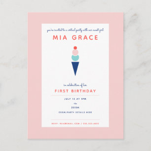 Virtuelle Kindergeburtstags-Eiscreme-Moderne-Party Postkarte