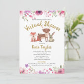 Virtuelle Online-Kinderdusche mit langer Entfernun Einladung (Stehend Vorderseite)