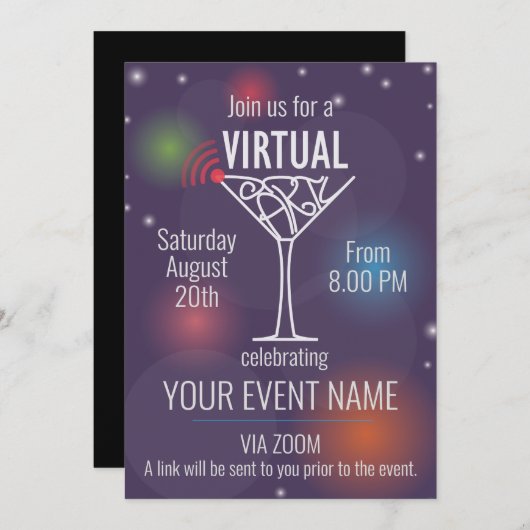 Virtuelle Party Einladung zum Feiern im Internet (Vorne/Hinten)