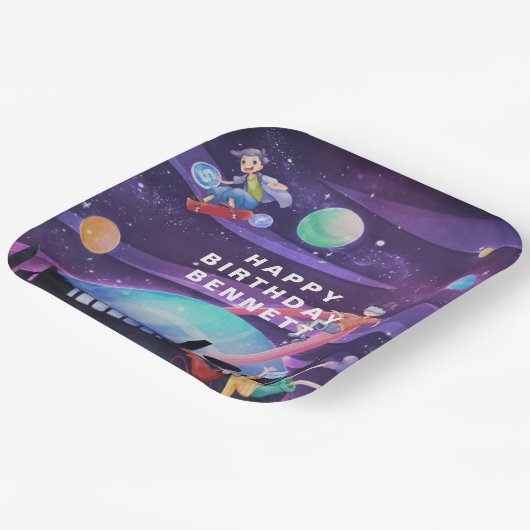 Virtuelle Realität | Gaming Birthday Pappteller (Gewinkelt)