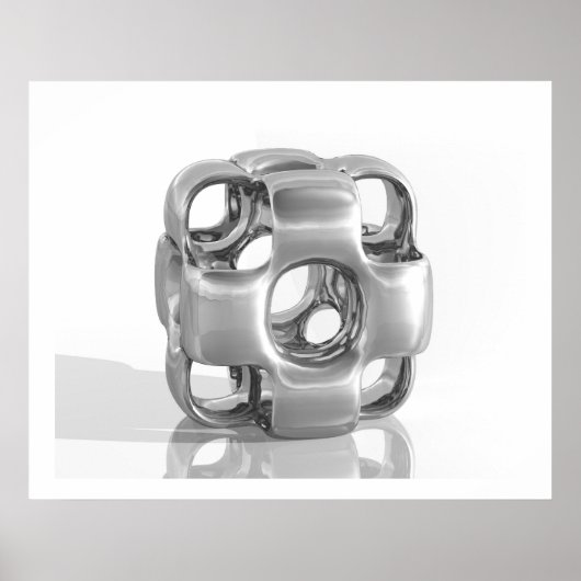 Virtuelle Skulptur aus kubiertem, poliertem Alumin Poster (Vorne)