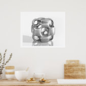 Virtuelle Skulptur aus kubiertem, poliertem Alumin Poster (Küche)