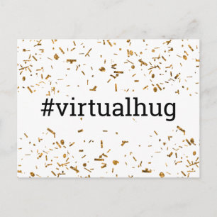 Virtuelle Umarmung Hashtag Gold Falscher Konfetti Postkarte