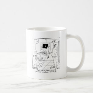 Virtueller Arbeitsplatz in einem Badezimmer Kaffeetasse