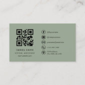 Virtueller Assistent Sage Green Logo QR-Code Visitenkarte (Vorderseite)