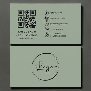 Virtueller Assistent Sage Green Logo QR-Code  Visitenkarte
